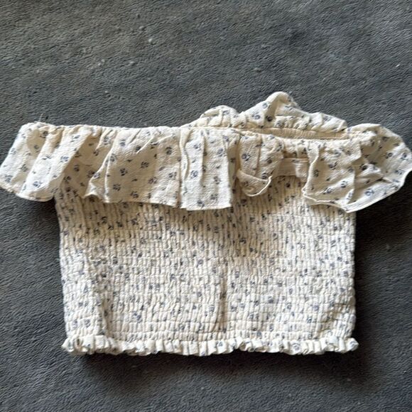 Floral Off-Shoulder Top and Skirt Set - OLIVACEOUS (CREAM SET) - Size Medium - Picture 4 of 6